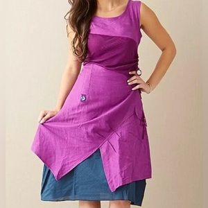 MATILDA JANE Ekaterina Orchid/Navy Linen Blend Lagenlook Dress, Size Small, GUC.